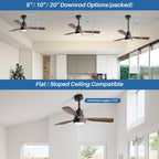 Ventilatore da soffitto a LED integrato da 48 e 52 pollici con luce e telecomando, motore CC reversibile