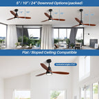 Ventilatore da soffitto a LED integrato da 48 e 52 pollici con luce e telecomando, motore CC reversibile