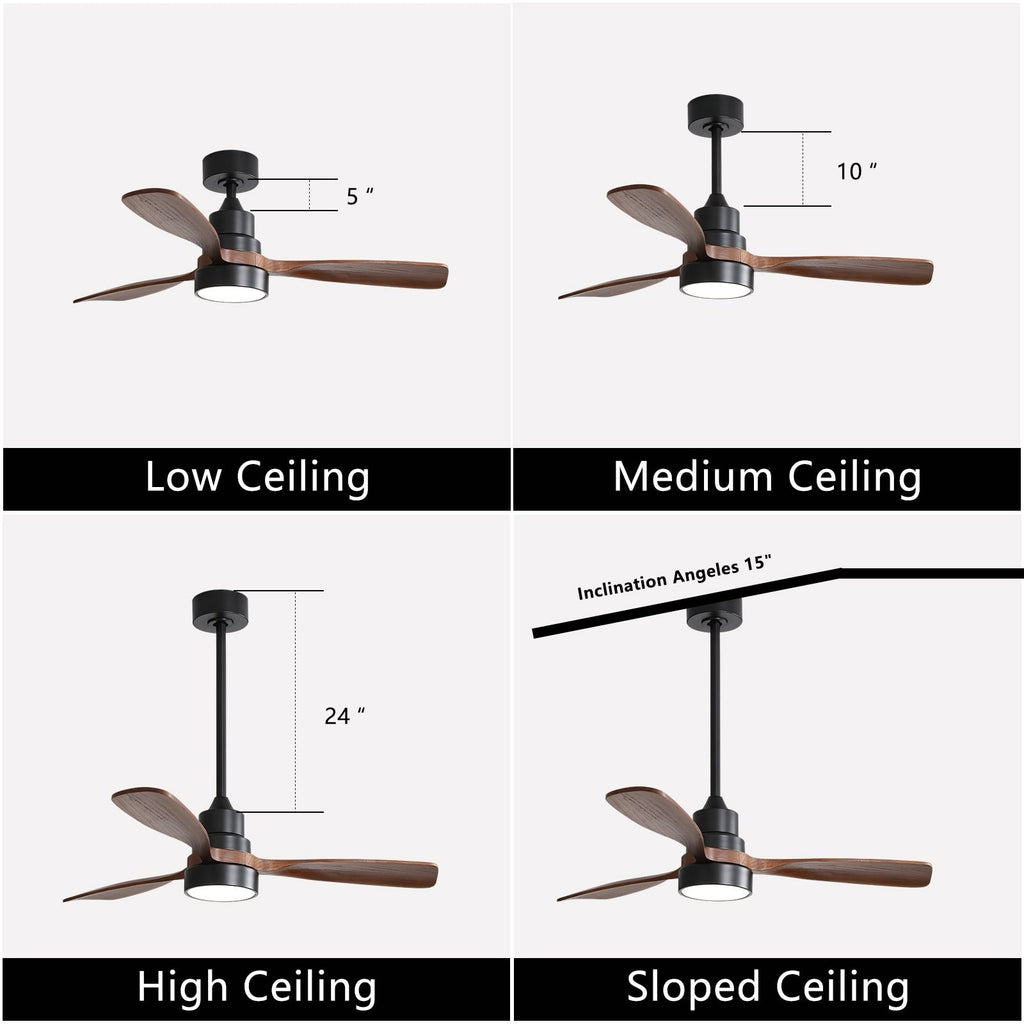 Ventilatore da soffitto a LED integrato da 48 e 52 pollici con luce e telecomando, motore CC reversibile
