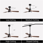 Ventilatore da soffitto a LED integrato da 48 e 52 pollici con luce e telecomando, motore CC reversibile