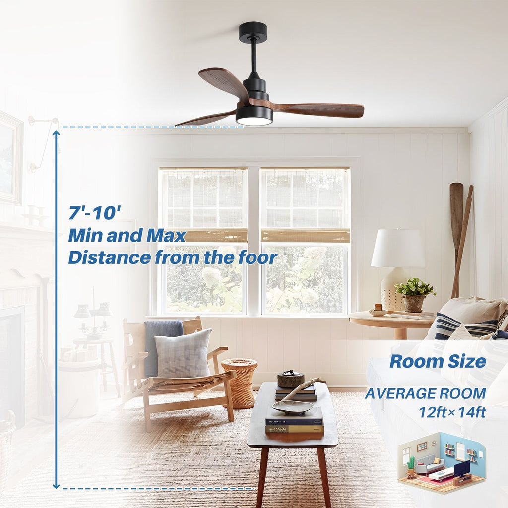 Ventilatore da soffitto a LED integrato da 48 e 52 pollici con luce e telecomando, motore CC reversibile