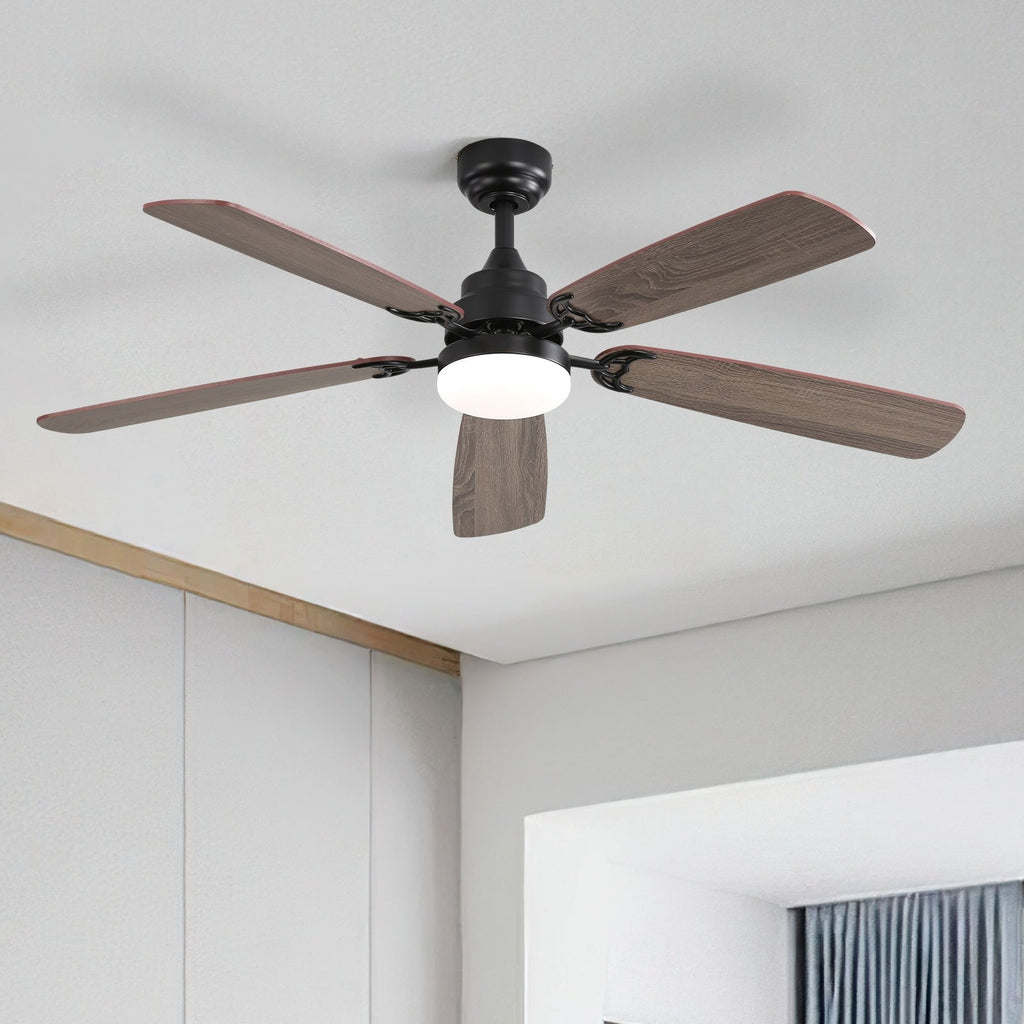 Ventilatore da soffitto a LED integrato da 48 e 52 pollici con luce e telecomando, motore CC reversibile