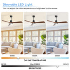Ventilatore da soffitto a LED integrato da 48 e 52 pollici con luce e telecomando, motore CC reversibile