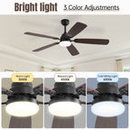 Ventilatore da soffitto a LED integrato da 48 e 52 pollici con luce e telecomando, motore CC reversibile