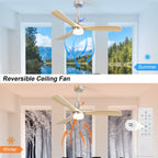 Ventilatore da soffitto a LED integrato da 48 e 52 pollici con luce e telecomando, motore CC reversibile