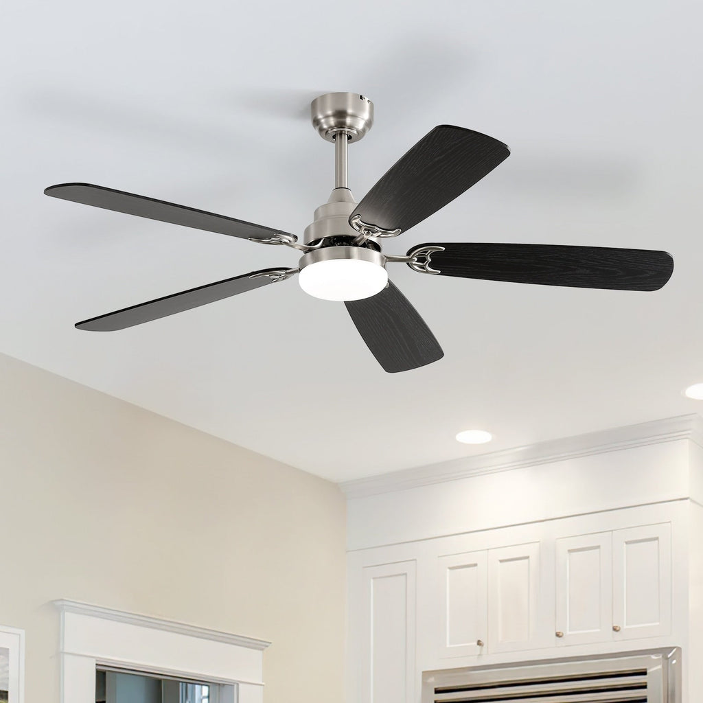 Ventilatore da soffitto a LED integrato da 48 e 52 pollici con luce e telecomando, motore CC reversibile