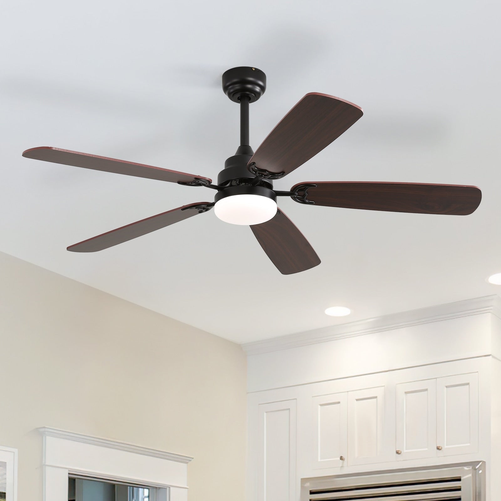 Ventilatore da soffitto a LED integrato da 48 e 52 pollici con luce e telecomando, motore CC reversibile
