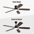 Ventilatore da soffitto a LED integrato da 48 e 52 pollici con luce e telecomando, motore CC reversibile