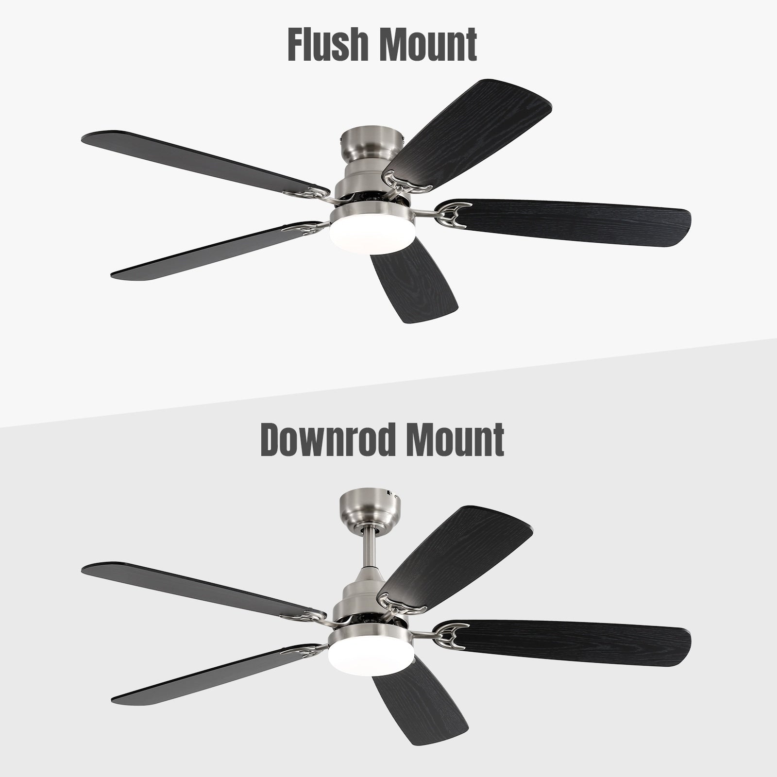 Ventilatore da soffitto a LED integrato da 48 e 52 pollici con luce e telecomando, motore CC reversibile