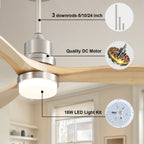 Ventilatore da soffitto a LED integrato da 48 e 52 pollici con luce e telecomando, motore CC reversibile