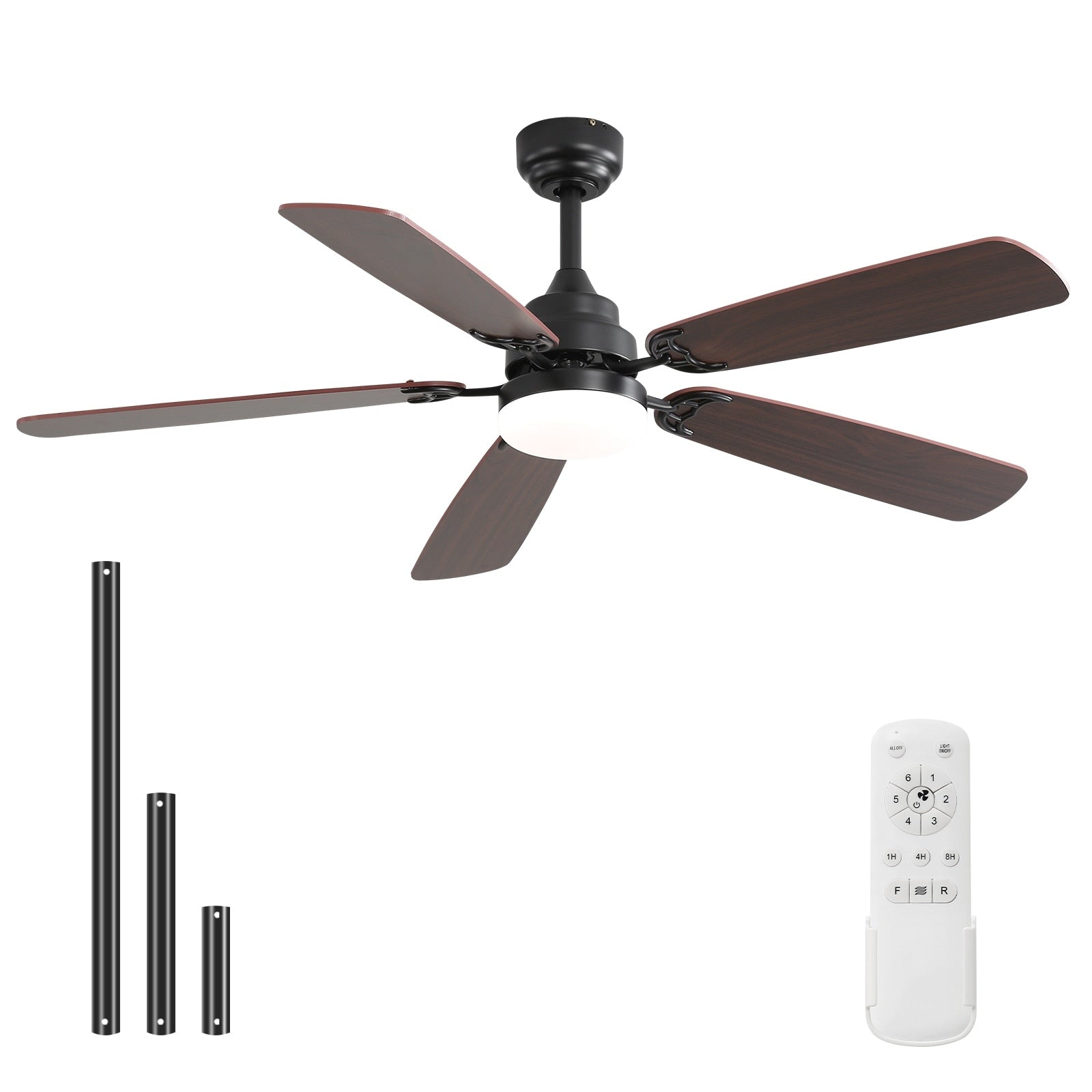 Ventilatore da soffitto a LED integrato da 48 e 52 pollici con luce e telecomando, motore CC reversibile