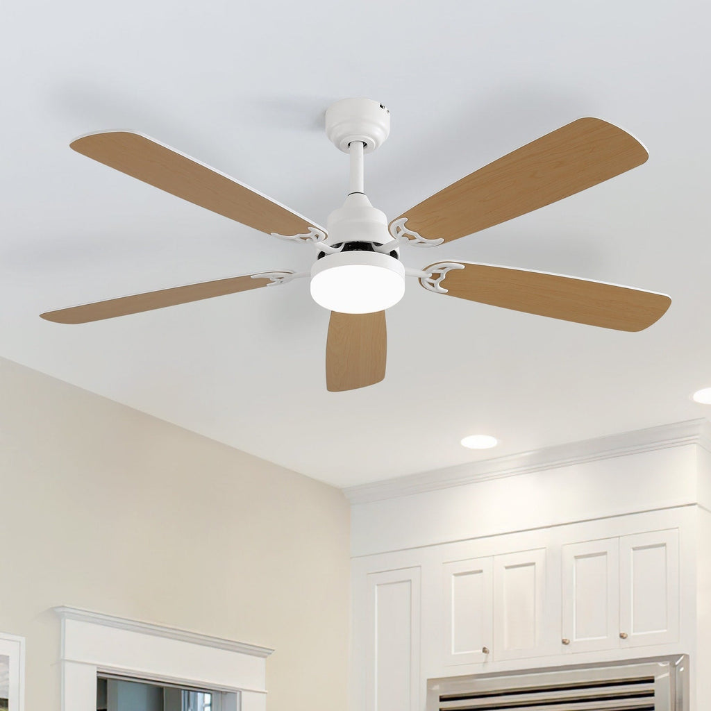 Ventilatore da soffitto a LED integrato da 48 e 52 pollici con luce e telecomando, motore CC reversibile