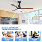 Ventilatore da soffitto a LED integrato da 48 e 52 pollici con luce e telecomando, motore CC reversibile