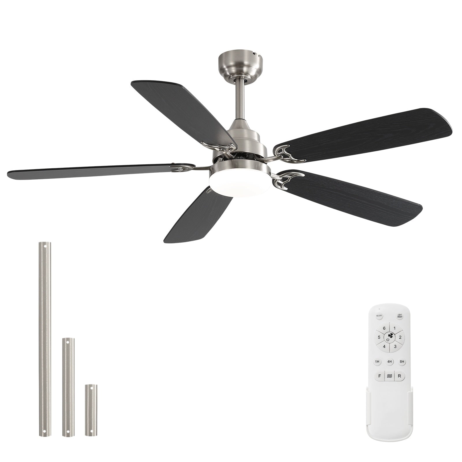 Ventilatore da soffitto a LED integrato da 48 e 52 pollici con luce e telecomando, motore CC reversibile