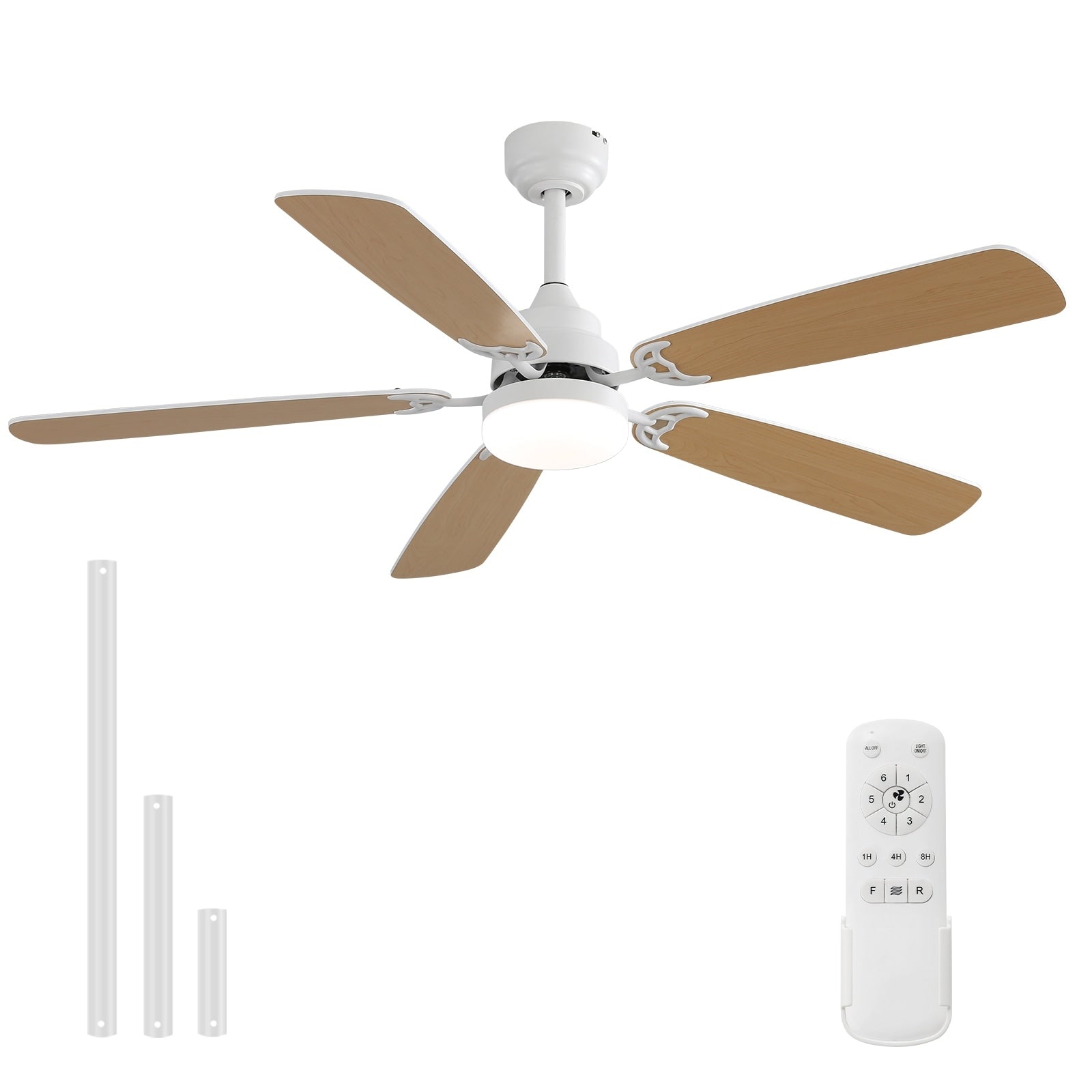 Ventilatore da soffitto a LED integrato da 48 e 52 pollici con luce e telecomando, motore CC reversibile