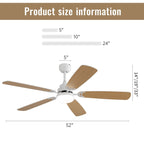 Ventilatore da soffitto a LED integrato da 48 e 52 pollici con luce e telecomando, motore CC reversibile