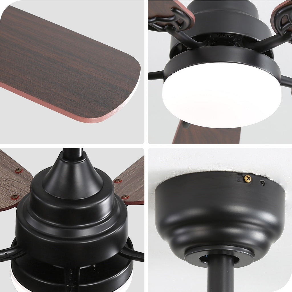 Ventilatore da soffitto a LED integrato da 48 e 52 pollici con luce e telecomando, motore CC reversibile