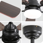 Ventilatore da soffitto a LED integrato da 48 e 52 pollici con luce e telecomando, motore CC reversibile