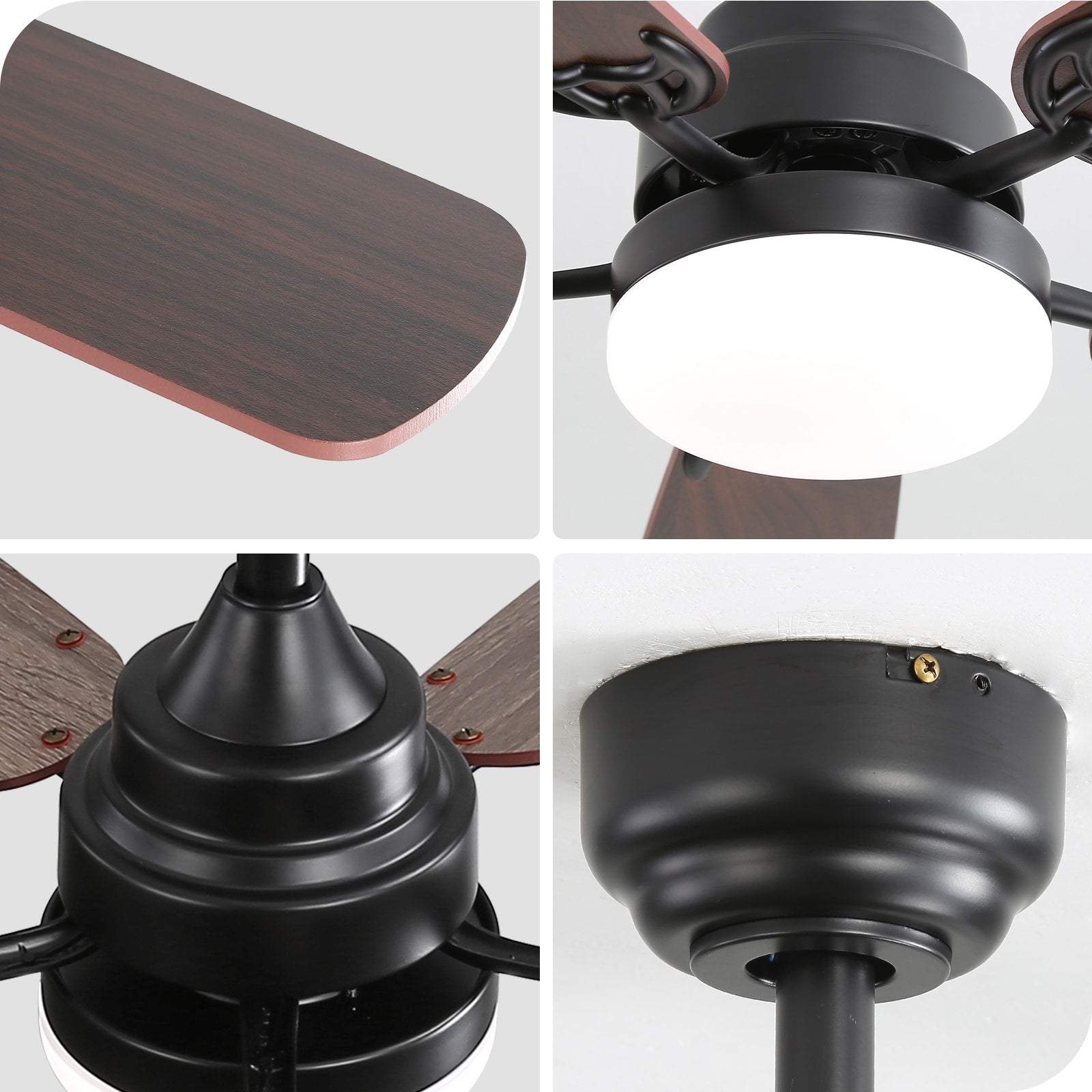 Ventilatore da soffitto a LED integrato da 48 e 52 pollici con luce e telecomando, motore CC reversibile