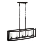 Lampadario rettangolare vintage in vetro a 5 luci, in stile industriale moderno di metà secolo, per isola da cucina