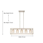 Lampadario rettangolare in cristallo a 5 luci, stile moderno di metà secolo, da 37 pollici, per sala da pranzo - 37 pollici