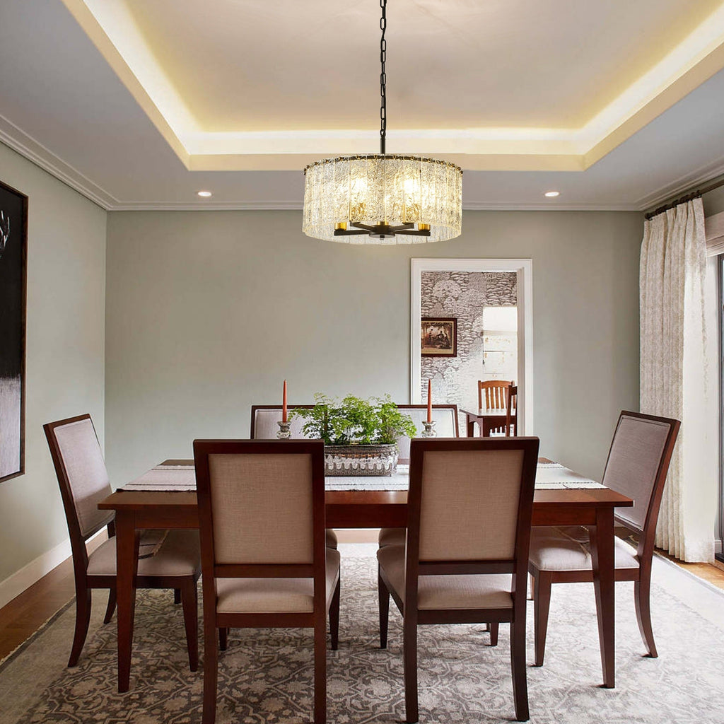 Lampadario moderno a tamburo rotondo a 5 luci, lampadario classico semi-incassato, lampada a sospensione per isola cucina e sala da pranzo