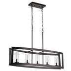 Lampadario rettangolare vintage in vetro a 5 luci, in stile industriale moderno di metà secolo, per isola da cucina