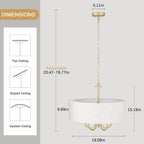Lampada da soffitto moderna a 5 luci con montaggio a semi-incasso per sala da pranzo, camera da letto, soggiorno - N/D
