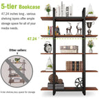 Libreria a 5 ripiani, libreria in stile industriale vintage