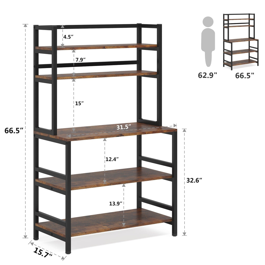 Scaffale da cucina a 5 ripiani, scaffale portaoggetti per forno a microonde, carrello da cucina industriale con portaoggetti