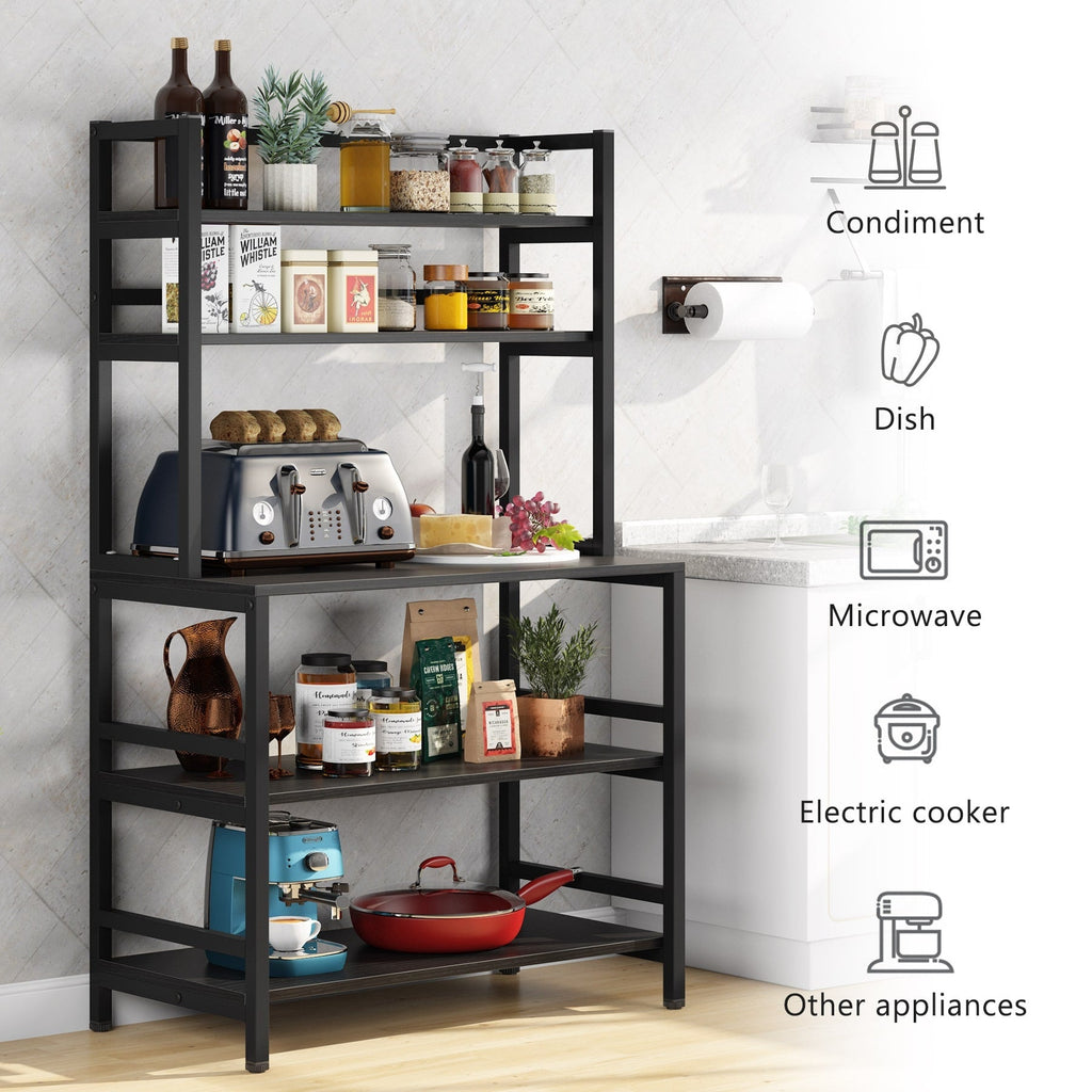 Scaffale da cucina a 5 ripiani, scaffale portaoggetti per forno a microonde, carrello da cucina industriale con portaoggetti