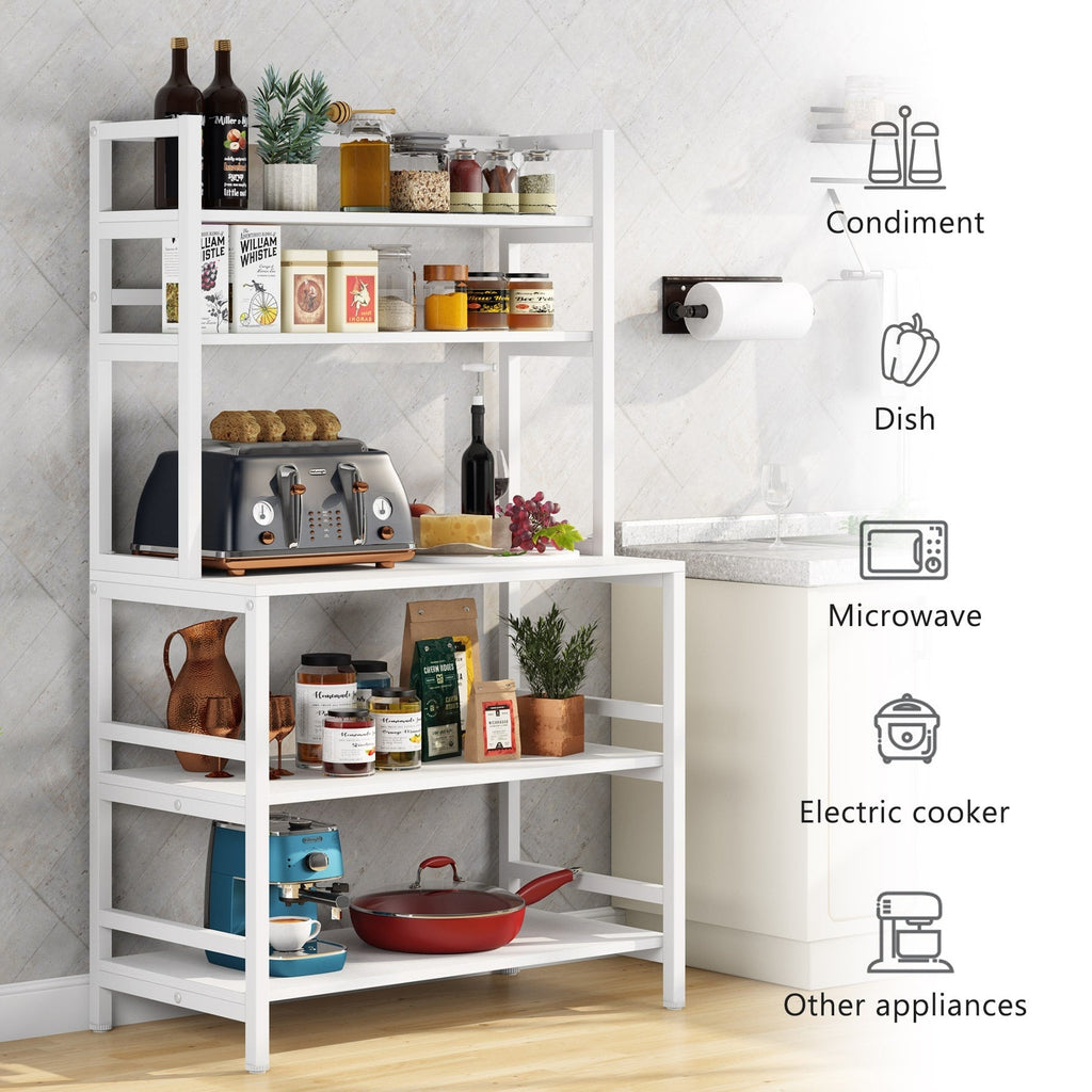 Scaffale da cucina a 5 ripiani, scaffale portaoggetti per forno a microonde, carrello da cucina industriale con portaoggetti