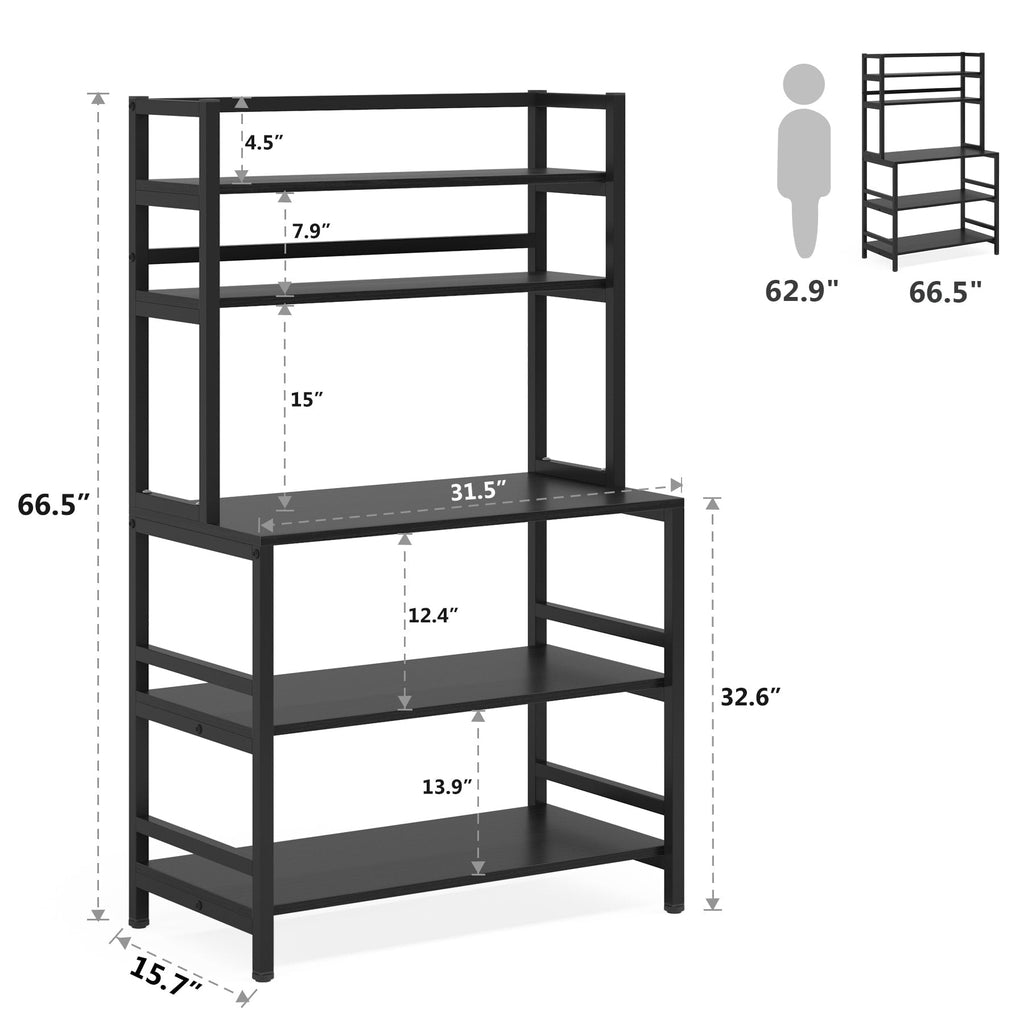 Scaffale da cucina a 5 ripiani, scaffale portaoggetti per forno a microonde, carrello da cucina industriale con portaoggetti