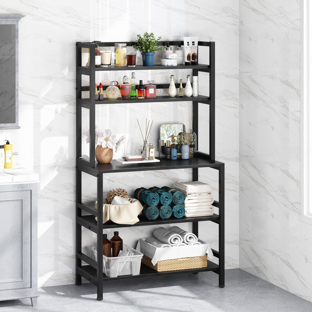 Scaffale da cucina a 5 ripiani, scaffale portaoggetti per forno a microonde, carrello da cucina industriale con portaoggetti