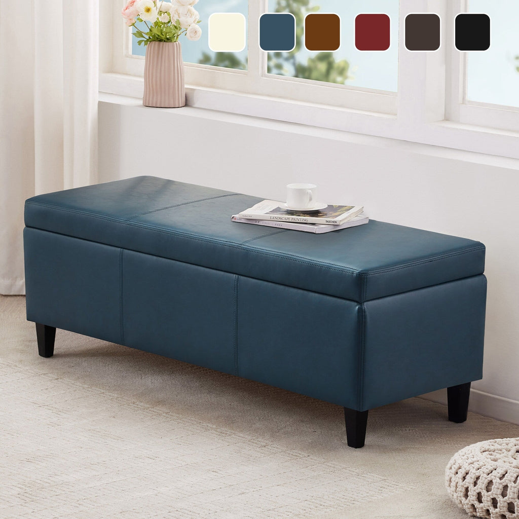 Pouf contenitore rettangolare imbottito 50,3 x 17,50 x 18 in similpelle
