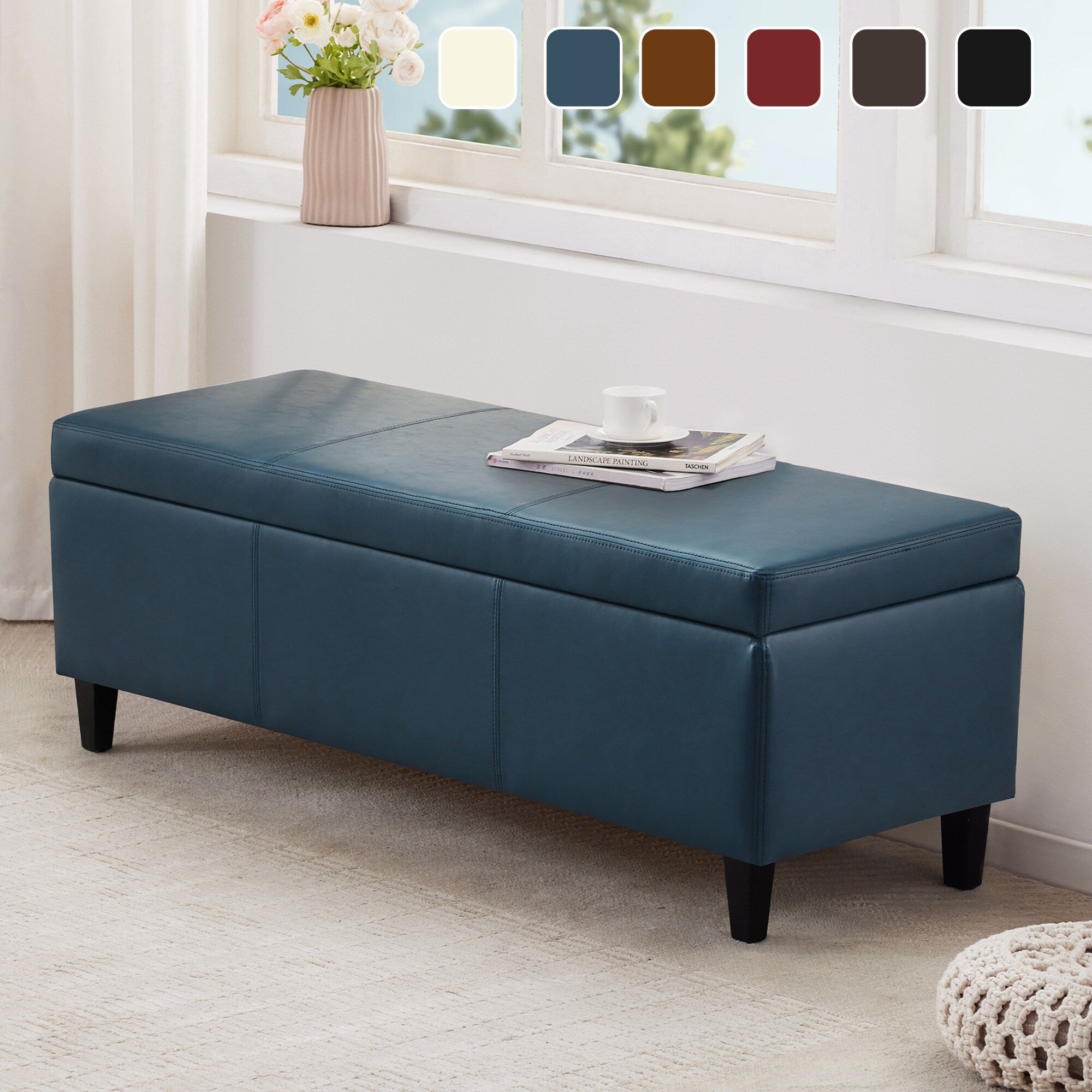 Pouf contenitore rettangolare imbottito 50,3 x 17,50 x 18 in similpelle