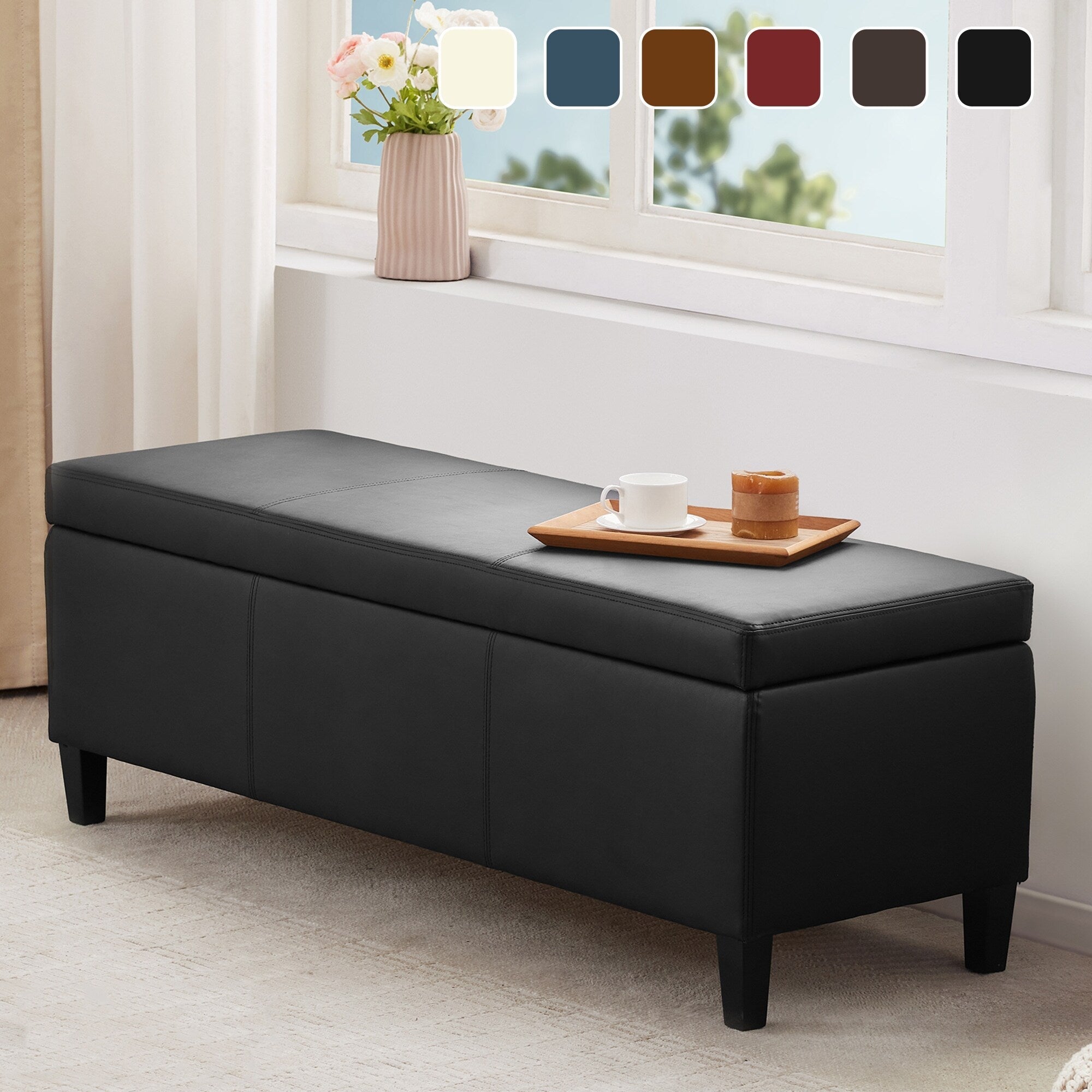 Pouf contenitore rettangolare imbottito 50,3 x 17,50 x 18 in similpelle