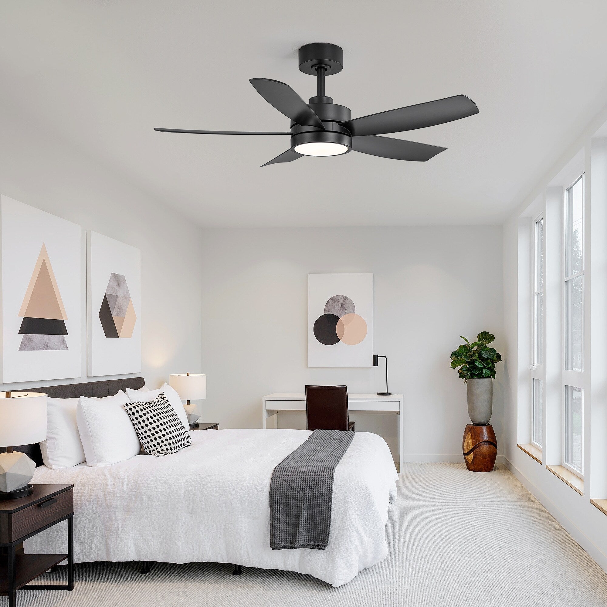 Ventilatore da soffitto a LED Breezary 65/52/42 a 5 pale con kit luci e telecomando