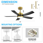 Ventilatore da soffitto a LED Breezary 65/52/42 a 5 pale con kit luci e telecomando