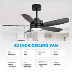 Ventilatore da soffitto a LED Breezary 65/52/42 a 5 pale con kit luci e telecomando