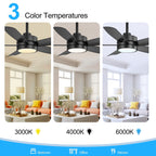Ventilatore da soffitto a LED Breezary 65/52/42 a 5 pale con kit luci e telecomando