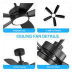 Ventilatore da soffitto a LED Breezary 65/52/42 a 5 pale con kit luci e telecomando