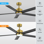 Ventilatore da soffitto a LED Breezary 65/52/42 a 5 pale con kit luci e telecomando