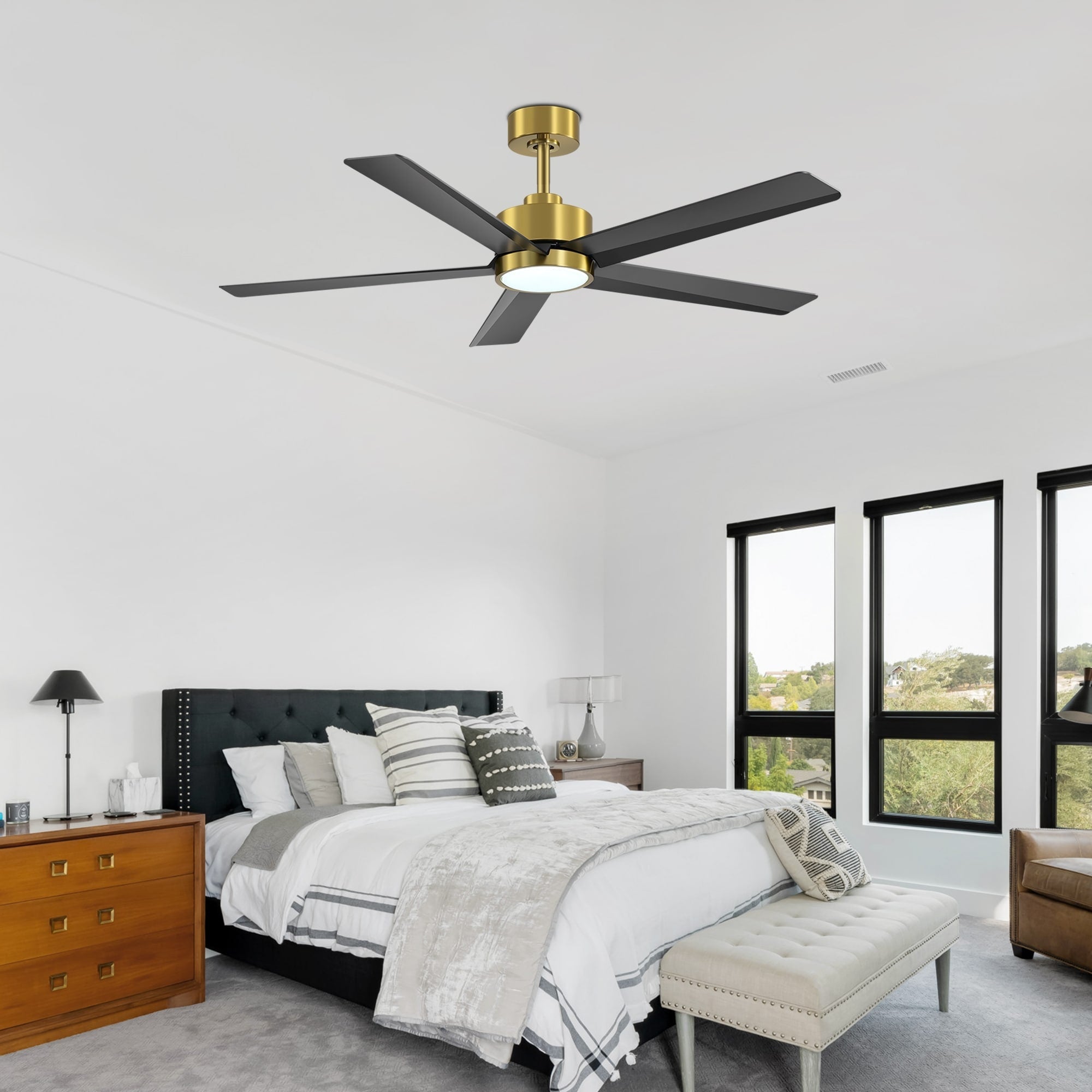 Ventilatore da soffitto a LED Breezary 65/52/42 a 5 pale con kit luci e telecomando