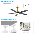 Ventilatore da soffitto a LED Breezary 65/52/42 a 5 pale con kit luci e telecomando