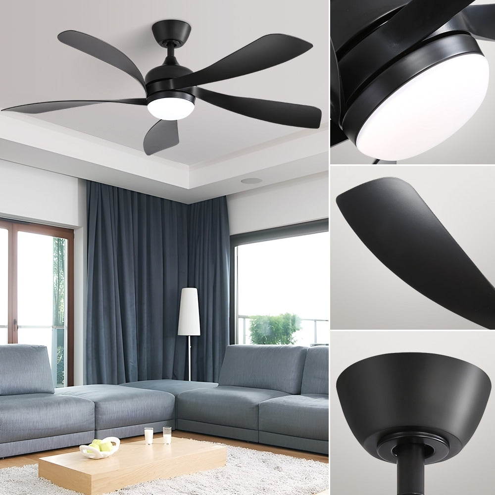 Ventilatore da soffitto da 52 pollici con telecomando e luci, motore DC silenzioso, 5 pale, ventilatore moderno ad alto CFM