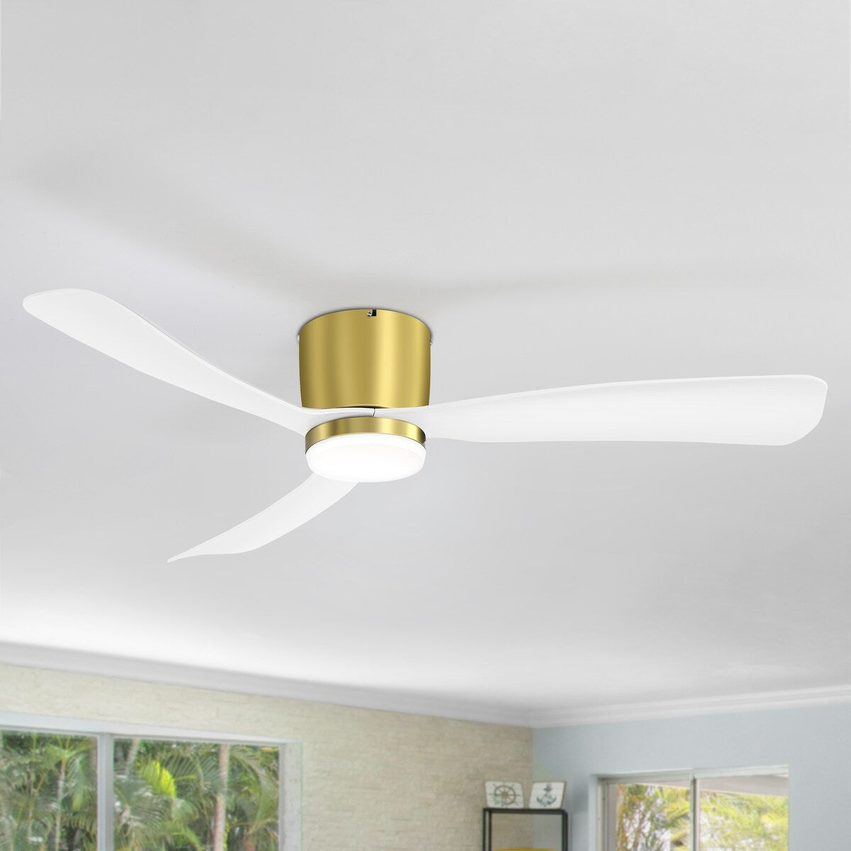 Ventilatore da soffitto a LED da 52 pollici nero/bianco con telecomando (3 pale)