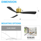 Ventilatore da soffitto a LED da 52 pollici nero/bianco con telecomando (3 pale)