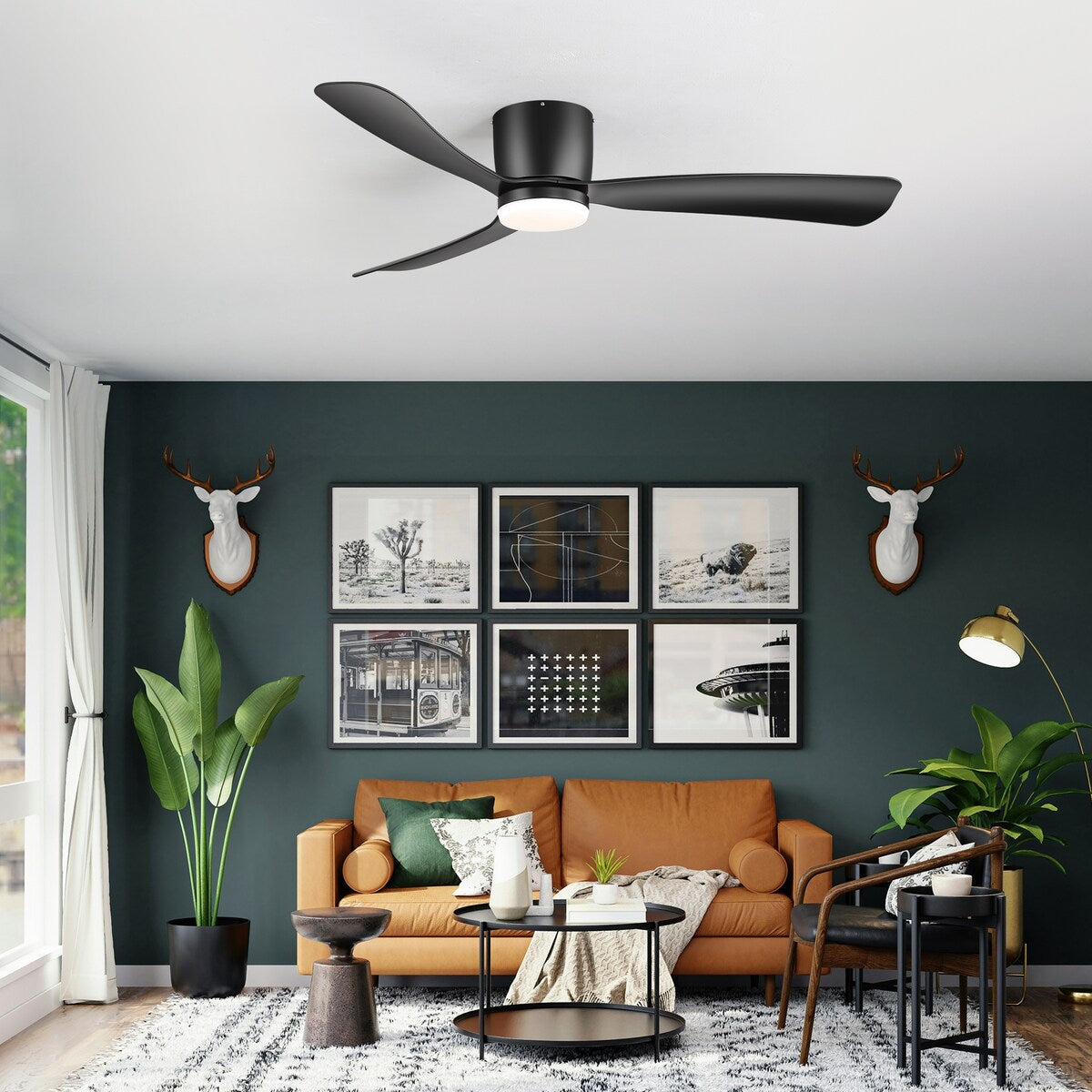Ventilatore da soffitto a LED da 52 pollici nero/bianco con telecomando (3 pale)