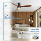 Ventilatore da soffitto a filo in stile fattoria da 52 pollici con luce e telecomando, motore CC reversibile